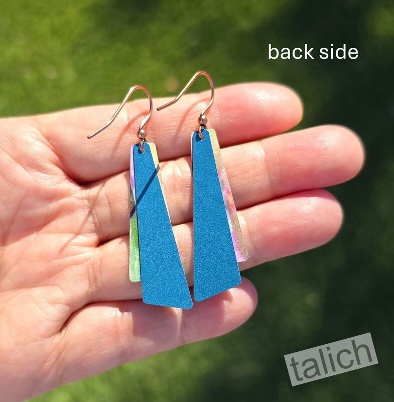 DC Designs - Multicolor Abstract Art Layered Long Copper Drop Earrings 3NTE - product image 