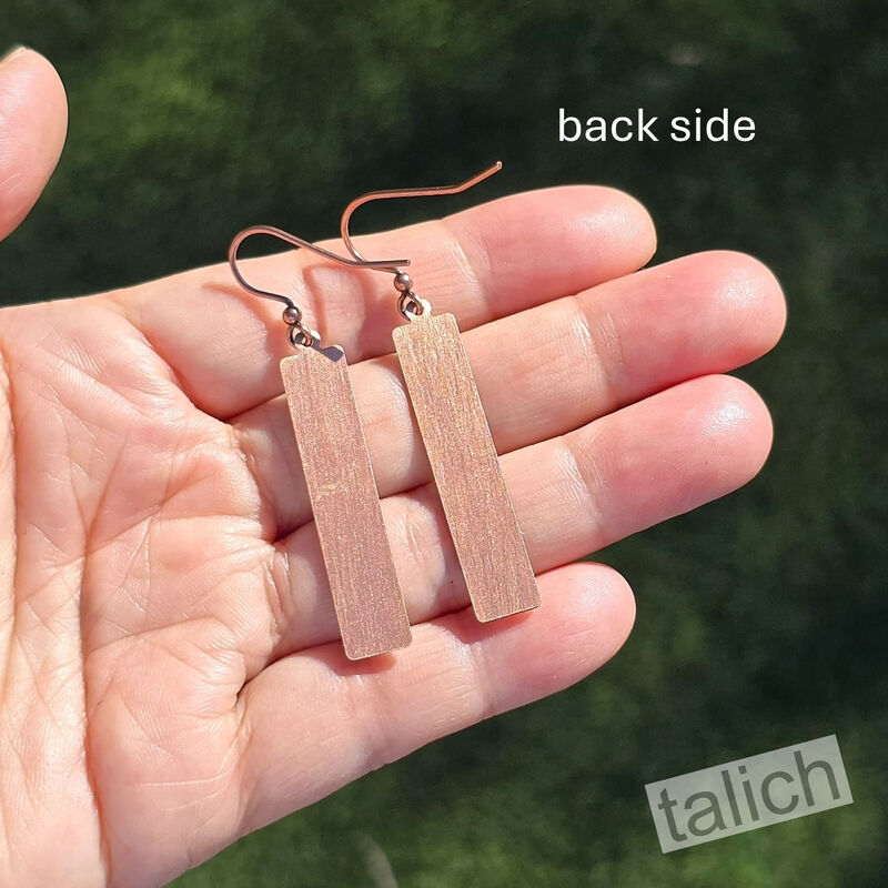 DC Designs - Abstract Shapes Art Print Copper Frame Linear Long Column Earrings - product image 