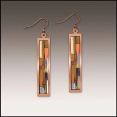 DC Designs - Abstract Shapes Art Print Copper Frame Linear Long Column Earrings - product images 1 of 4