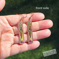 DC Designs - Abstract Pears Fine Art Print Copper Frame Linear Long Column Earrings - product images 2 of 4