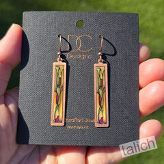 DC Designs - Abstract Pears Fine Art Print Copper Frame Linear Long Column Earrings - product images 4 of 4