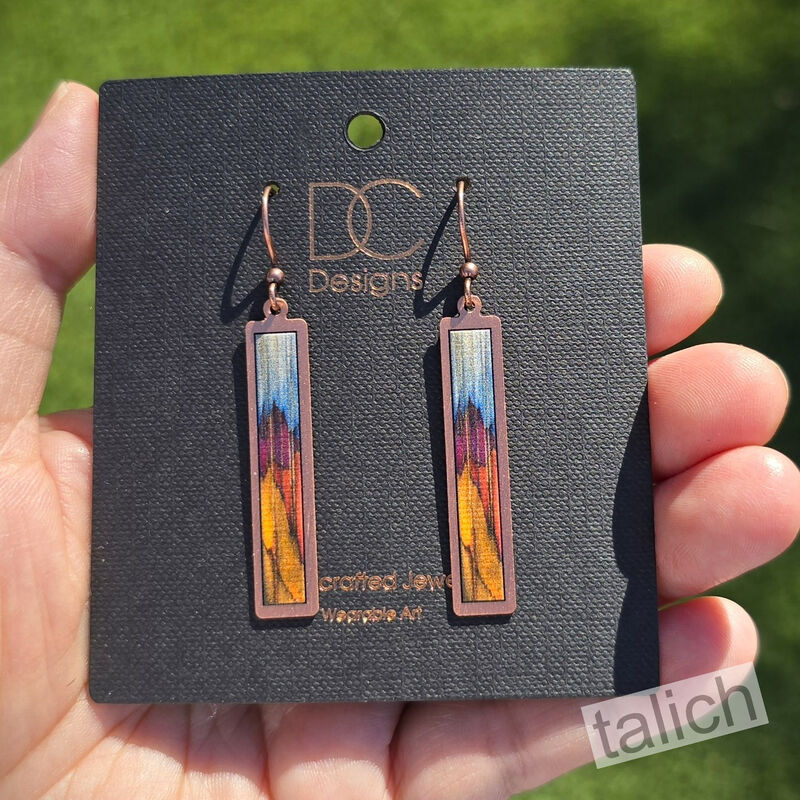 DC Designs - Trees and Hills Art Print Copper Frame Linear Long Column Earrings - product image 