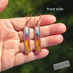 DC Designs - Trees and Hills Art Print Copper Frame Linear Long Column Earrings - product images 2 of 4