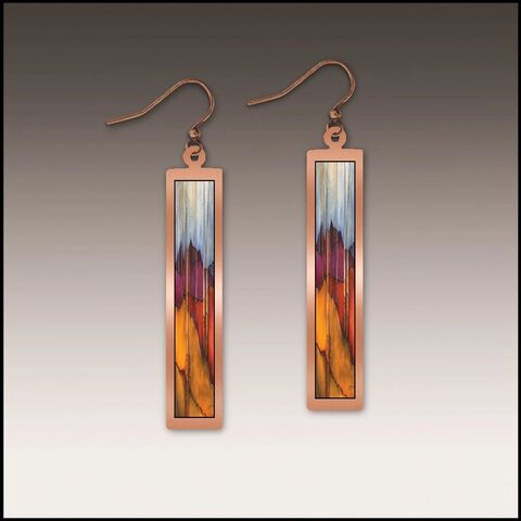 DC,Designs,-,Trees,and,Hills,Art,Print,Copper,Frame,Linear,Long,Column,Earrings,DC Designs Jewelry, Art Print Earrings, DC Designs Earrings, Handmade Colorado