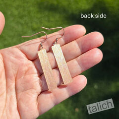 DC Designs - Purple Blue Rust Art Print Copper Frame Linear Long Column Earrings - product images 3 of 4