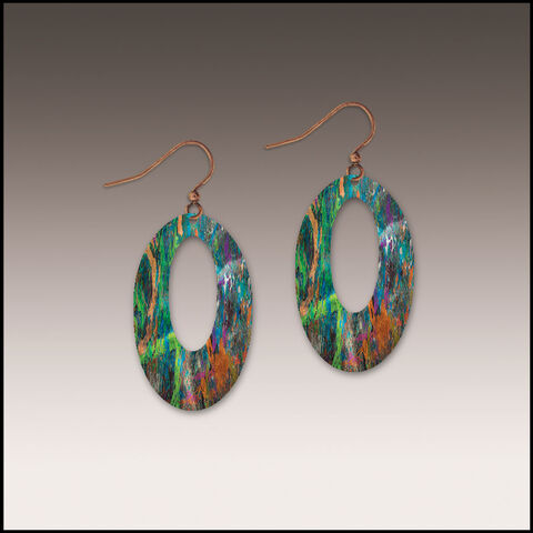 DC,Designs,-,Green,Moss,Open,Oval,Earrings,DC Designs Jewelry, Art Print Earrings, DC Designs Earrings, Handmade Colorado