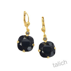 Catherine Popesco Large Crystal Earrings in Black Jet - product images 2 of 4