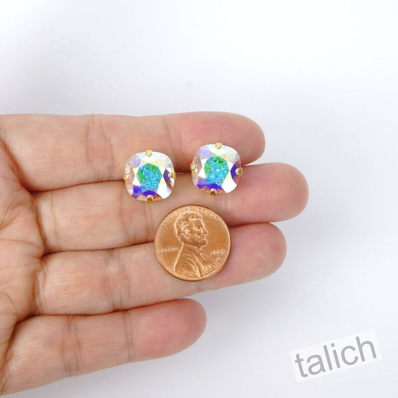 Catherine Popesco Large Crystal Post Earrings in AB Clear Crystal - product image 