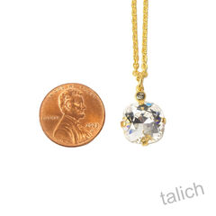 Catherine Popesco Round Crystal Pendant Necklace in Clear - product images 3 of 5