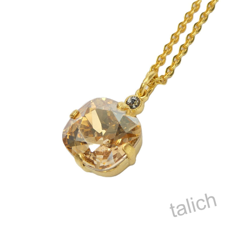 Catherine Popesco Round Crystal Pendant Necklace in Champagne - product image 