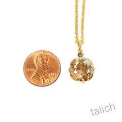 Catherine Popesco Round Crystal Pendant Necklace in Champagne - product images 3 of 5
