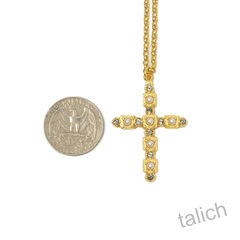 Catherine Popesco Cross Pendant Necklace With Pearl and Swarovski Crystals - product images 4 of 6