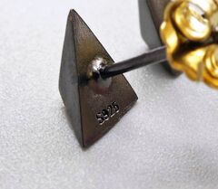 Sterling Silver 3D Pyramid Tiny Stud Earrings in Black and Gold - product images 9 of 9