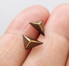 Sterling Silver 3D Pyramid Tiny Stud Earrings in Black and Gold - product images 7 of 9