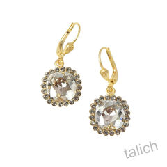 Catherine Popesco Stone Border Crystal Earrings in Shade - product images 1 of 5