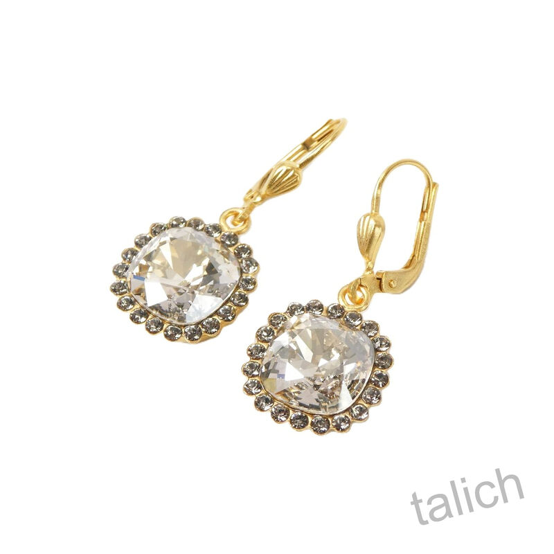 Catherine Popesco Stone Border Crystal Earrings in Shade - product image 