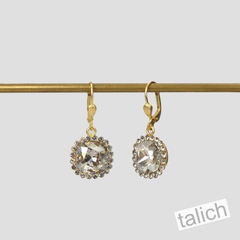 Catherine Popesco Stone Border Crystal Earrings in Shade - product image 