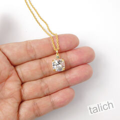 Catherine Popesco Small Square Crystal Pendant Necklace in Clear - product images 5 of 6