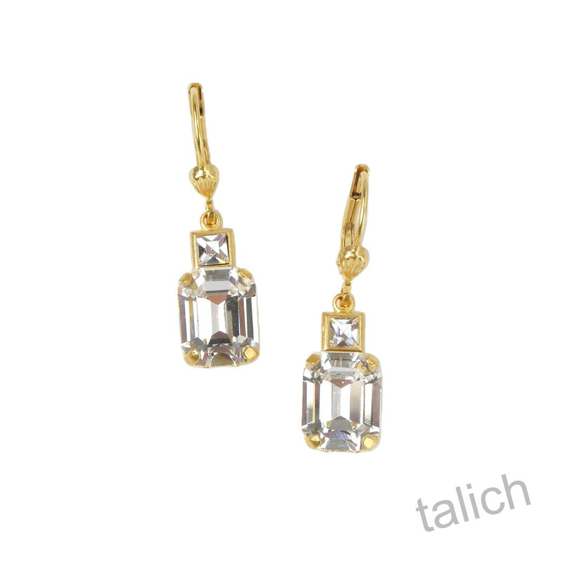 Catherine Popesco Small Emerald Cut Crystal Drop Earrings - product image 
