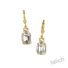Catherine Popesco Small Emerald Cut Crystal Drop Earrings - product images 1 of 5