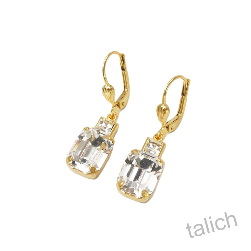 Catherine Popesco Small Emerald Cut Crystal Drop Earrings - product image 