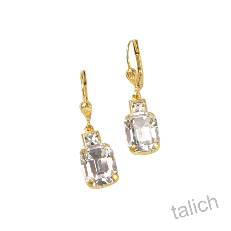 Catherine Popesco Small Emerald Cut Crystal Drop Earrings - product image 