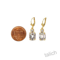 Catherine Popesco Small Emerald Cut Crystal Drop Earrings - product images 4 of 5