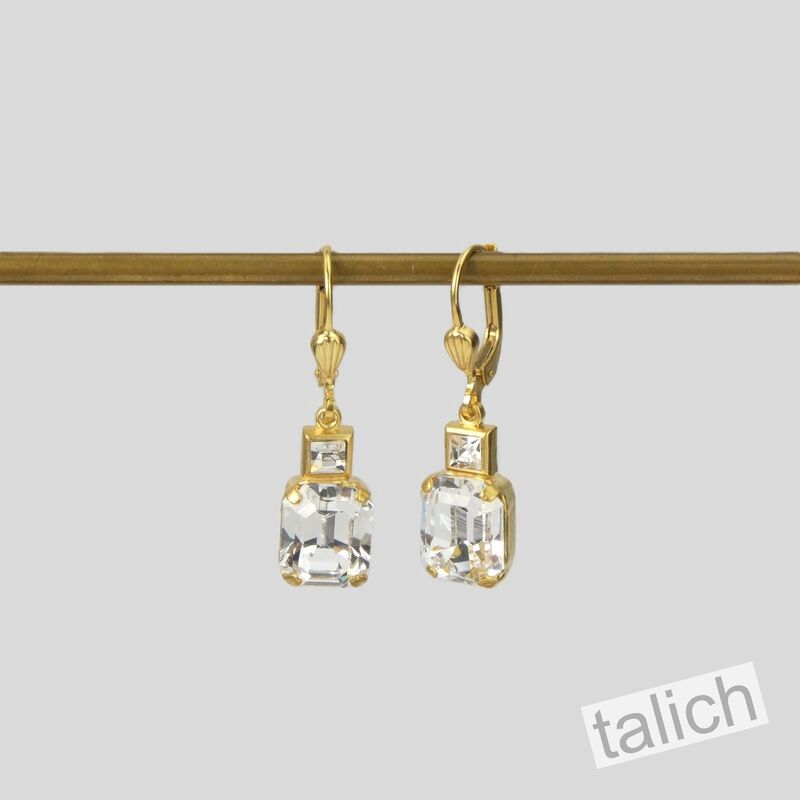 Catherine Popesco Small Emerald Cut Crystal Drop Earrings - product image 