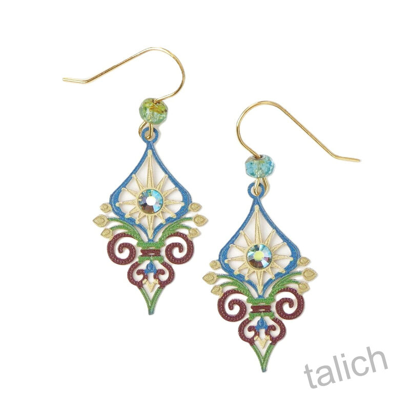 Adajio Earrings - Ornate Deco Drop with Crystal Beads - product image 