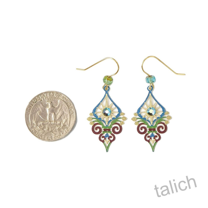 Adajio Earrings - Ornate Deco Drop with Crystal Beads - product image 