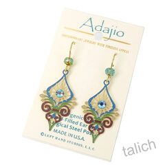 Adajio Earrings - Ornate Deco Drop with Crystal Beads - product images 2 of 5