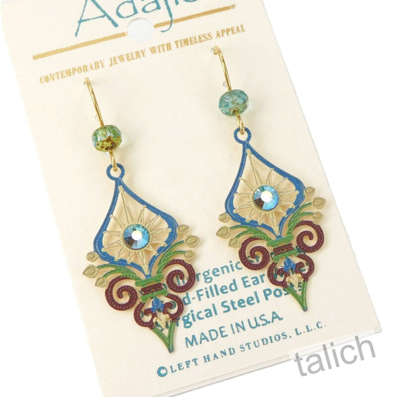 Adajio Earrings - Ornate Deco Drop with Crystal Beads - product image 