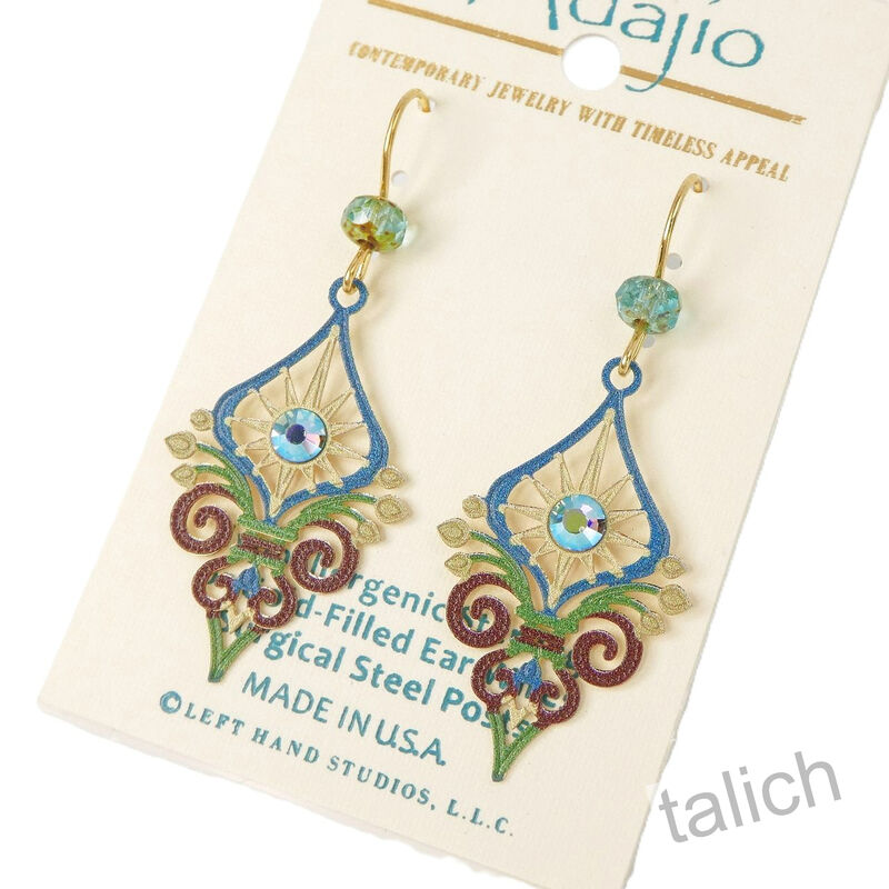 Adajio Earrings - Ornate Deco Drop with Crystal Beads - product image 