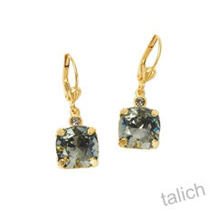 Catherine Popesco Square Swarovski Crystals Drop Earrings in Black Diamond - product images 1 of 4