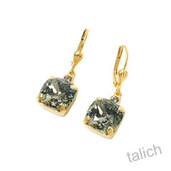 Catherine Popesco Square Swarovski Crystals Drop Earrings in Black Diamond - product images 3 of 4