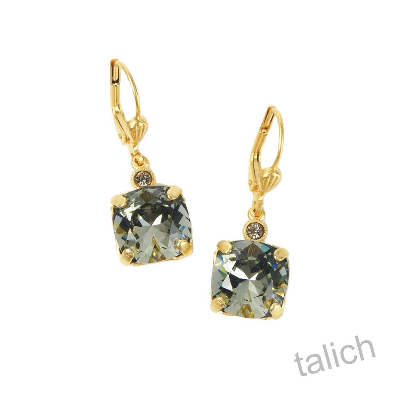 Catherine Popesco Square Swarovski Crystals Drop Earrings in Black Diamond - product image 