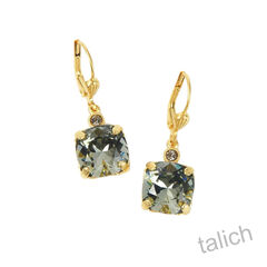 Catherine Popesco Square Swarovski Crystals Drop Earrings in Black Diamond - product images 2 of 4