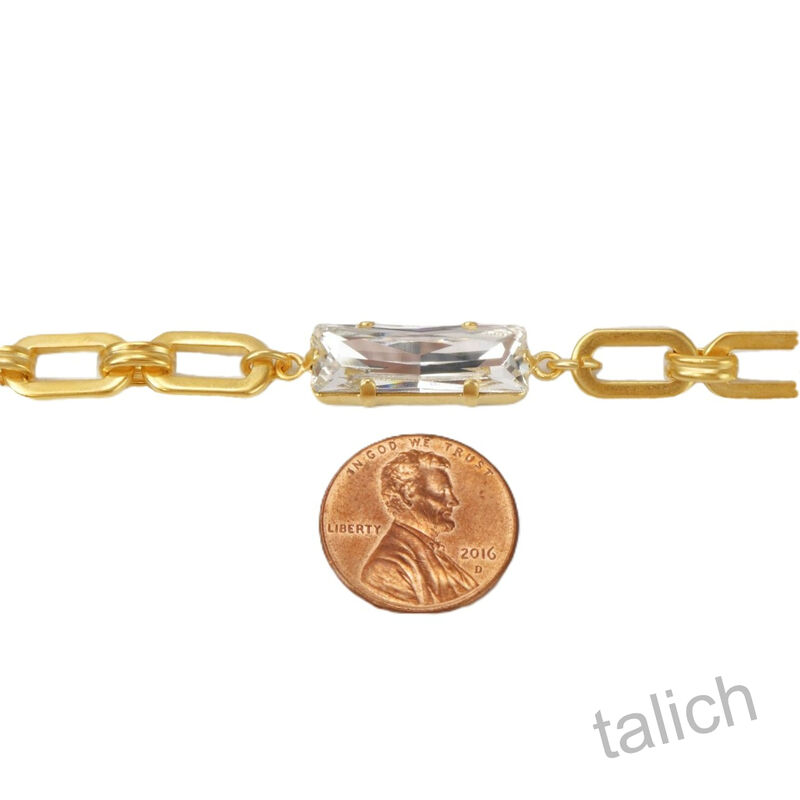 Catherine Popesco Rectangle Chain Bracelet with Baguette Crystal Bar  - product image 