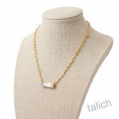 Catherine Popesco Rectangle Bar Crystal Paper Clip Chain Necklace - product images 8 of 8