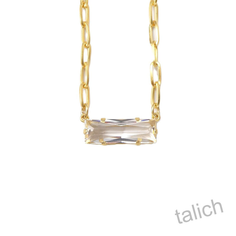 Catherine Popesco Rectangle Bar Crystal Paper Clip Chain Necklace - product image 
