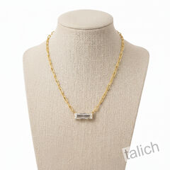 Catherine Popesco Rectangle Bar Crystal Paper Clip Chain Necklace - product images 7 of 8