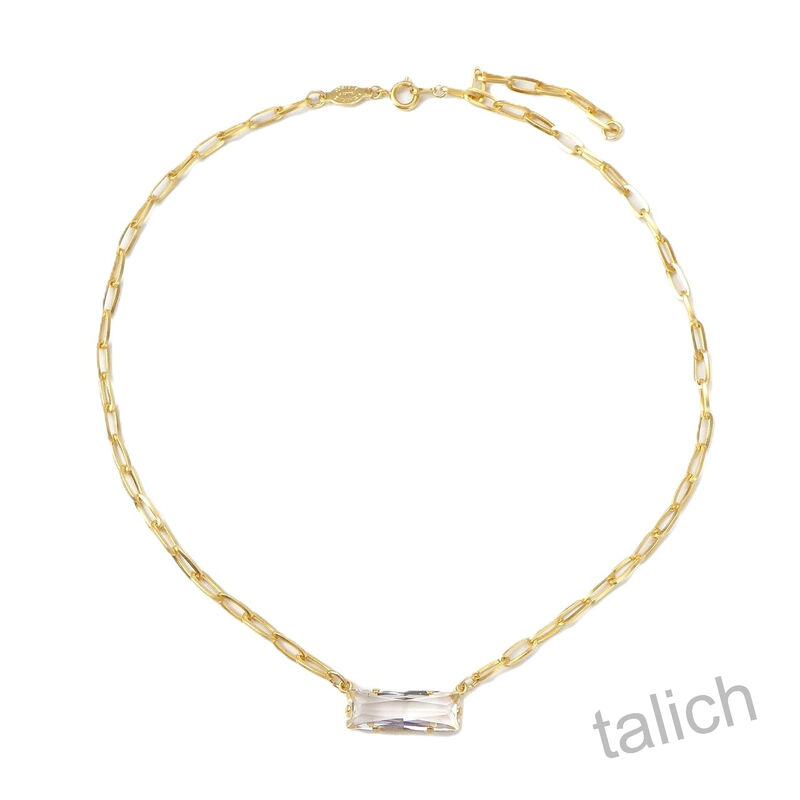 Catherine Popesco Rectangle Bar Crystal Paper Clip Chain Necklace - product image 
