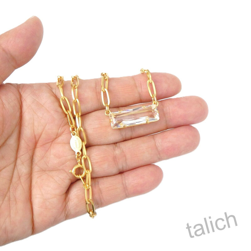 Catherine Popesco Rectangle Bar Crystal Paper Clip Chain Necklace - product image 