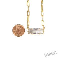 Catherine Popesco Rectangle Bar Crystal Paper Clip Chain Necklace - product images 4 of 8