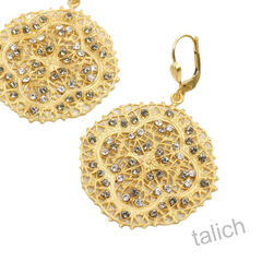 Catherine Popesco Gold Lace Filigree Earrings with Crystals in Clear and Black Diamond - product images 2 of 5