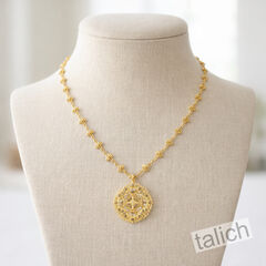 Catherine Popesco Gold Medallion Necklace with Swarovski Crystals - product images 7 of 7