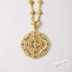 Catherine Popesco Gold Medallion Necklace with Swarovski Crystals - product images 2 of 7