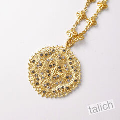 Catherine Popesco Gold Medallion Necklace with Swarovski Crystals - product images 3 of 7