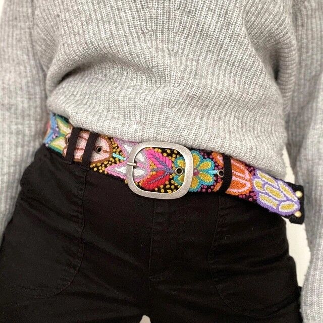 Jenny Krauss Folklorica Floral Embroidered Wool Belt in Black - product image 