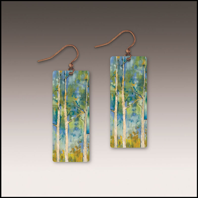 DC Designs - Springtime Aspen Art Print Long Rectangle Earrings SH57CE - product image 